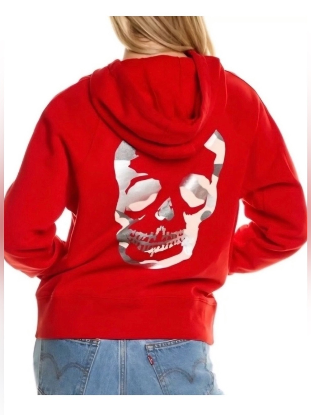 Zadig & Voltaire red skull zip up hoodie M NWT